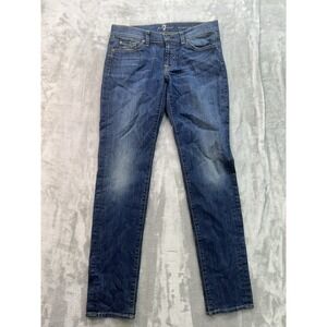 Vintage 7 For All Mankind Jeans Womens Sz 28 Blue Roxanne Straight Whiskered